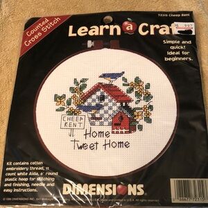 Dimensions Counted Cross-Stitch 72315 CHEEP RENT HOME TWEET HOME 6" Round
